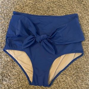 Kortni Jeane Front Tie High Waisted Blue Bottoms